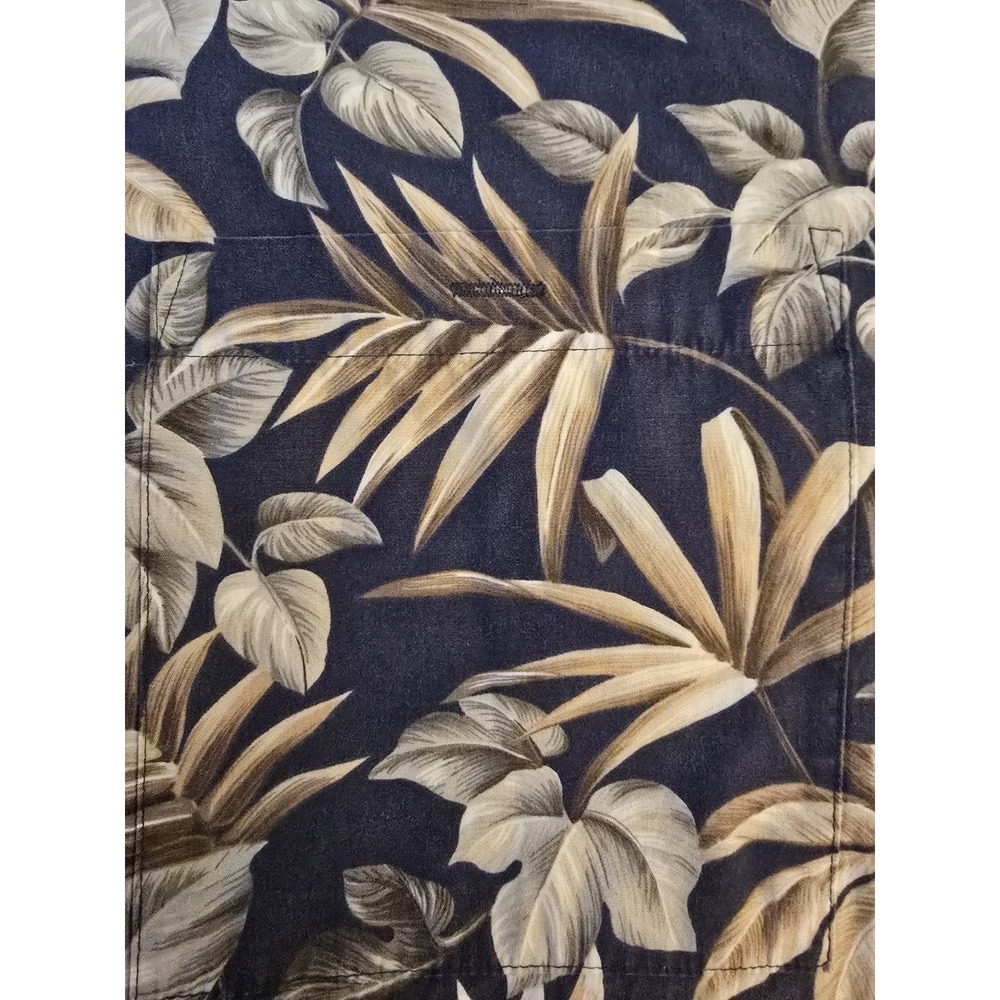Moda Campia Moda Hawaiian Shirt Button Up Short Sleeve Men's L Blue/Tan Floral - Picture 4 of 7